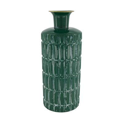 Vaas metaal donker groen Ø16xh39cm