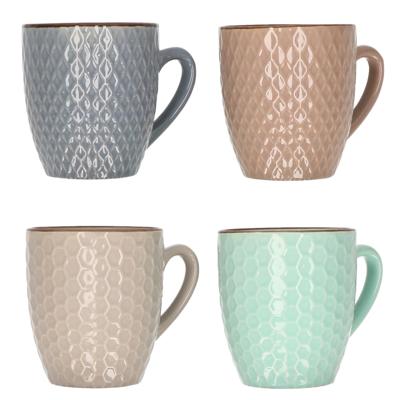 Stoneware koffiekopjes - set van 8x - gekleurd - 200 ml - luxe - bekers - koffiebekers