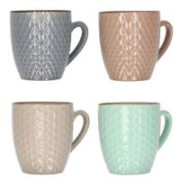 Stoneware koffiekopjes - set van 8x - gekleurd - 200 ml - luxe - bekers - koffiebekers
