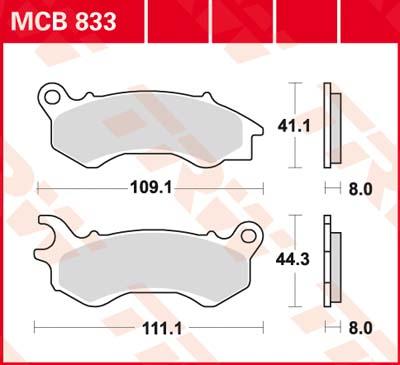 TRW Remblokken, en remschoenen voor de moto, MCB833 Allround organisch