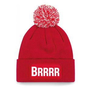 Brrrr muts met pompon - unisex - one size - rood - apres-ski muts