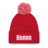 Brrrr muts met pompon - unisex - one size - rood - apres-ski muts