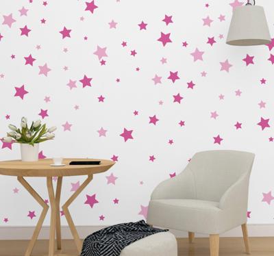 Fotobehang babykamer roze sterren