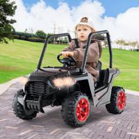 24V Buggy Voertuig Afstandsbediening 3 Snelheden 2 Veerophangingen 3-Puntsgordel Muziek Claxon Radio LED-Verlichting MP3 USB-Zwart