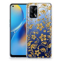 OPPO A74 4G TPU Case Gouden Bloemen - thumbnail