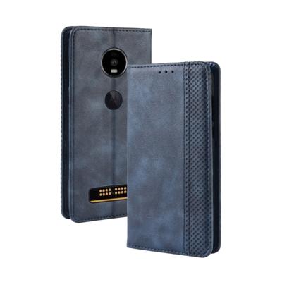Magnetische Buckle retro Crazy Horse textuur horizontale Flip lederen case voor moto Z4 Play met houder & kaartsleuven & fotolijstjes (blauw)