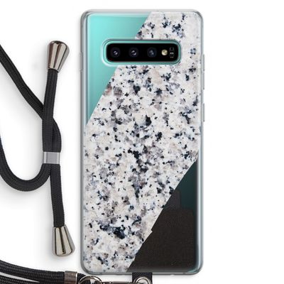 Gespikkelde marmer: Samsung Galaxy S10 Plus Transparant Hoesje met koord