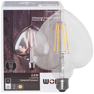 Hart LED lamp 4W 300 lumen E27 1800K warm kaarslicht kleur 18 cm hoog