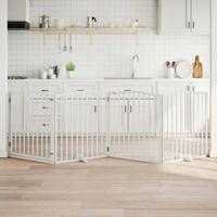 VidaXL Hondenhek inklapbaar met deur 4 panelen 320 cm populierhout wit