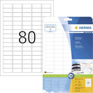 Herma 4336 Universele etiketten 35.6 x 16.9 mm Papier Wit 2000 stuk(s) Permanent hechtend Inkjet, Laser (zwart/wit), Laser (kleur), Kopiëren (zwart/wit),