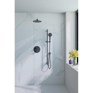 Fortifura Calvi Inbouw Regendoucheset - rond - thermostatisch - wandarm - glijstang - 25cm hoofddouche - ronde handdouche - gladde doucheslang - mat zwart SW496816/SW542644/SW706210/SW720553/SW720560/SW721