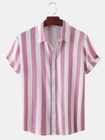 Casual Striped Short Sleeve Shirt - thumbnail