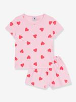 Pyjama short slipjes for girls met hartjesprint rozen