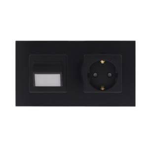 Rome Smart zwart-glas stopcontact en traplampje combinatie compleet