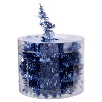 Decoris kerstslinger - met sterren - donkerblauw - lametta - 700 cm - thumbnail