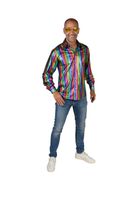 Regenboog disco hemd