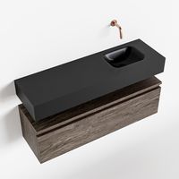 Toiletmeubel Mondiaz Andor | 100 cm | Meubelkleur Dark brown | Lex vrijhangend wastafel Urban Rechts | Zonder kraangat