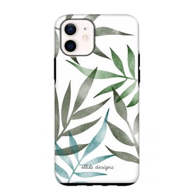Tropical watercolor leaves: iPhone 12 mini Tough Case