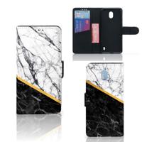 Nokia 1 Plus | Bookcase | Marmer Wit Zwart - Origineel Cadeau Man