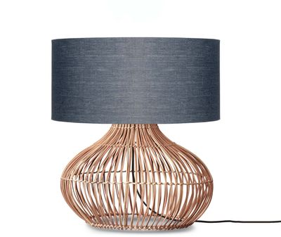 GOOD&MOJO Tafellamp 'Kalahari' Rotan en linnen, 65cm, kleur Naturel/Donkergrijs
