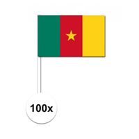 100x Kameroen decoratie papieren zwaaivlaggetjes   -