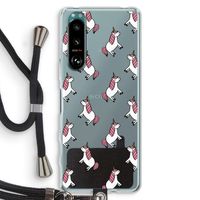 Eenhoorns overal: Sony Xperia 5 III Transparant Hoesje met koord