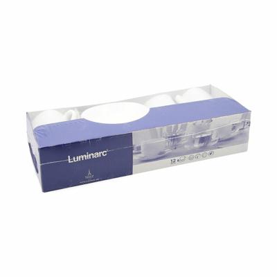 Set van Kopje met Schotel Luminarc 04998 (12 pcs) Wit Glas 220 ml (12 Onderdelen)