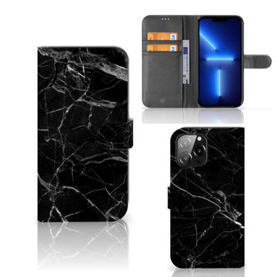 iPhone 13 Pro Max | Bookcase | Marmer Zwart - Origineel Cadeau Vader