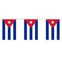 Feest vlaggetjes/vlaggenlijn - 2x - Cuba - 300 cm - slingers versiering - buiten/binnen - polyester