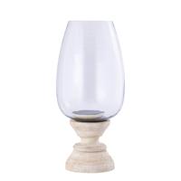 Qez Windlicht XL - Crèmekleurig Mangohout & Helder Glas