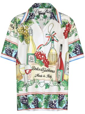 Dolce & Gabbana chemise en soie à imprimé graphique - Blanc