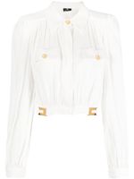 Elisabetta Franchi blouse rayée à plaque logo - Blanc