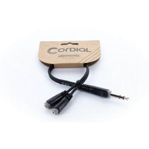 Cordial 14886 Jackplug Audio Y-adapter [1x Jackplug male 6,3 mm (stereo) - 2x Jackplug female 3,5 mm] 0.30 m Zwart PVC-mantel, Tweelingkabel