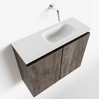Toiletmeubel Mondiaz Ture | 60 cm | Meubelkleur Dark brown | Eden wastafel Talc Rechts | Zonder kraangat