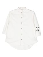 MM6 Maison Margiela Kids logo-print cotton shirtdress - Blanc - thumbnail