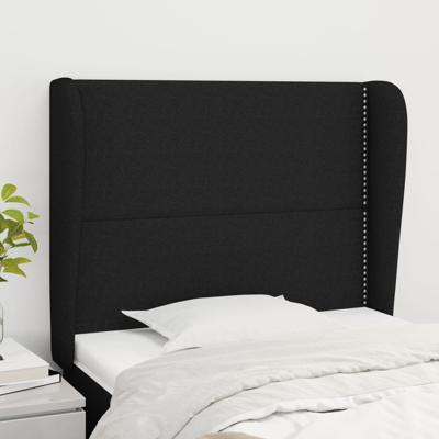 Hoofdbord met randen 83x23x118/128 cm stof zwart