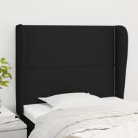 Hoofdbord met randen 83x23x118/128 cm stof zwart