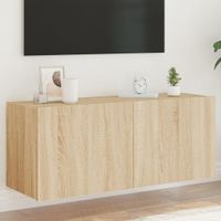 Tv-wandmeubel met LED-verlichting 100x35x41 cm sonoma eiken - thumbnail