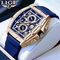 LIGE Heren Quartz horloges Luxe Grote wijzerplaat Zakelijk Polshorloge Lichtgevend Kalender Chronograaf WATERDICHT Siliconen Horloge Lightinthebox
