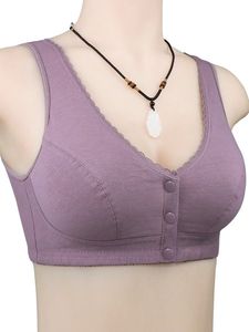 Ladies Soft Cotton Tank Top No Steel Rim Front Open Button Bra