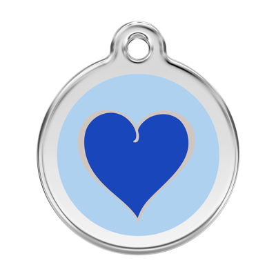Coloured Heart Navy roestvrijstalen hondenpenning large/groot dia. 3,8 cm - Reddingo