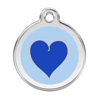 Coloured Heart Navy roestvrijstalen hondenpenning large/groot dia. 3,8 cm - Reddingo