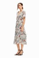 Bloemen midi-jurk - WHITE - XL - thumbnail