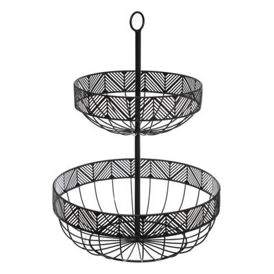 Secret de Gourmet Fruitschaal - fruitmand - dubbel - metaal - 30 x 42 cm - Draadmand van metaal