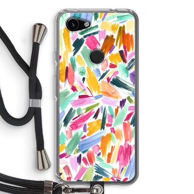 Watercolor Brushstrokes: Pixel 3a Transparant Hoesje met koord