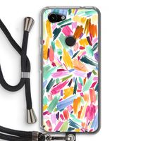 Watercolor Brushstrokes: Pixel 3a Transparant Hoesje met koord