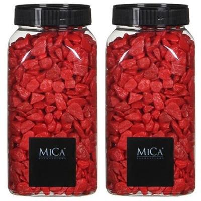 2x mica decorations decoratie/hobby steentjes - rood - 650 ml - 5-8 mm