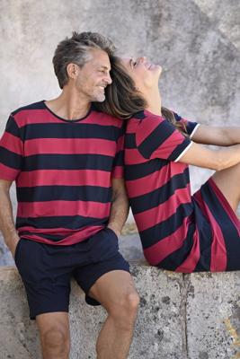 Heren shortama rode strepen