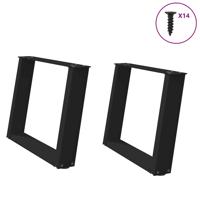 Salontafelpoten 2 st U-vormig 60x(42-43) cm staal zwart