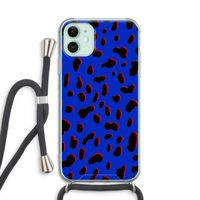 Blue Leopard: iPhone 11 Transparant Hoesje met koord
